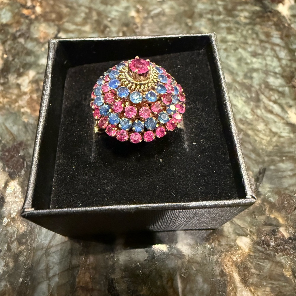 Elegant Pink and Blue Gemstone Ring
Original Price $999